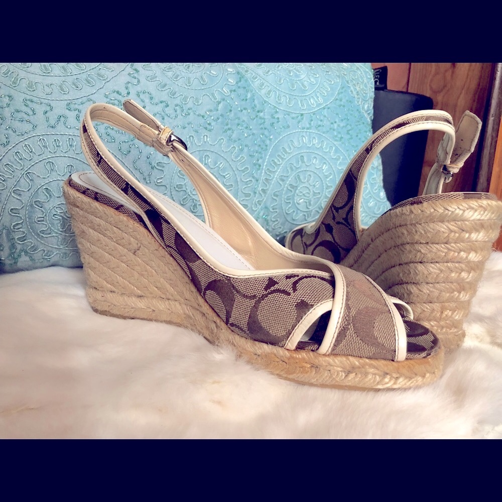 Coach Espadrille Slingback Peeptoe Sandals